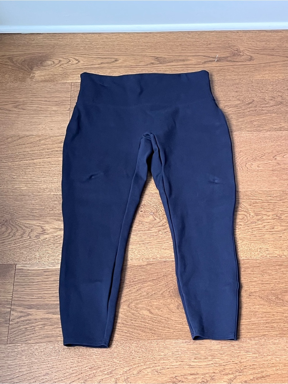 SPANX High-Waisted Ponte Ankle Leggings 23” Women’s Medium Petite Navy Blue